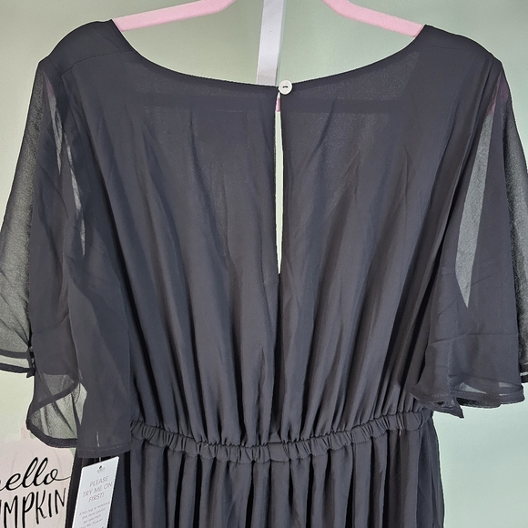 NWT Show Me Your Mumu Emily Empire Chiffon Maxi Dress Black Size 1X - Picture 6 of 10